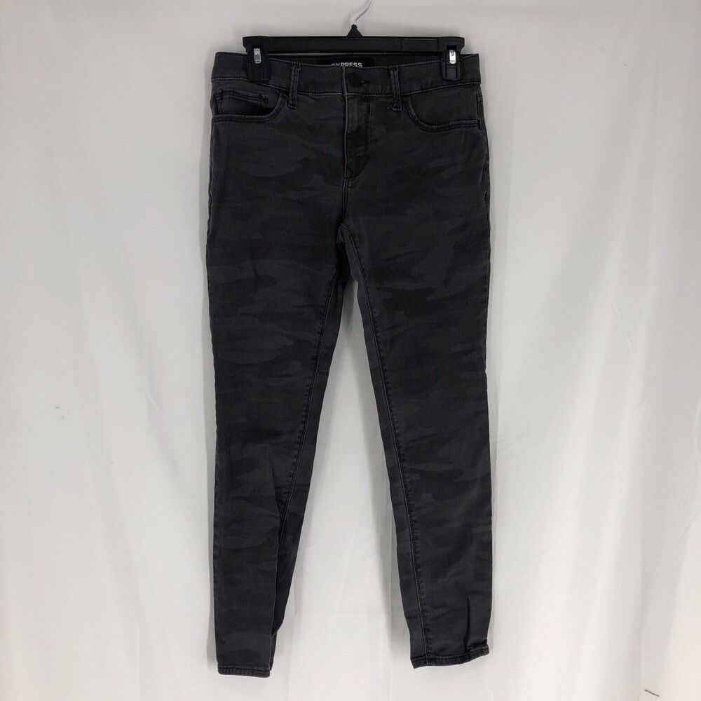 Express Stretch Camo Legging Jeans Size 2S Mid Rise Gray Black